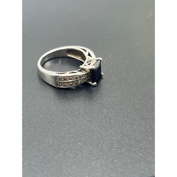 Sterling Silver 925 Square Prong 7mm Black Onyx Stone Marcasites Ring Size 7.5 - Picture 9 of 9